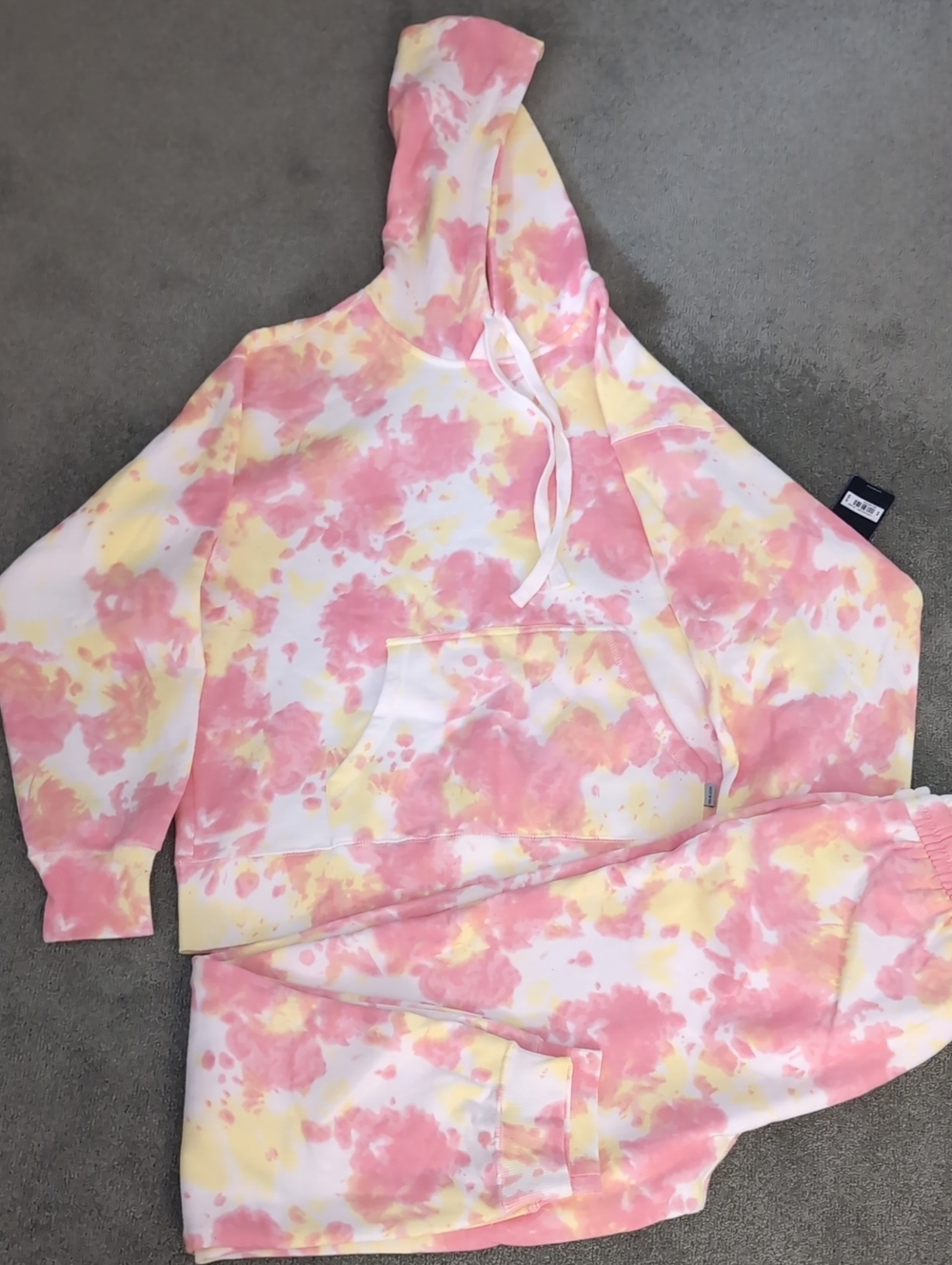 Lucky Brand Pink & Yellow Tie-Dye Hoodie and Sweatpants Set